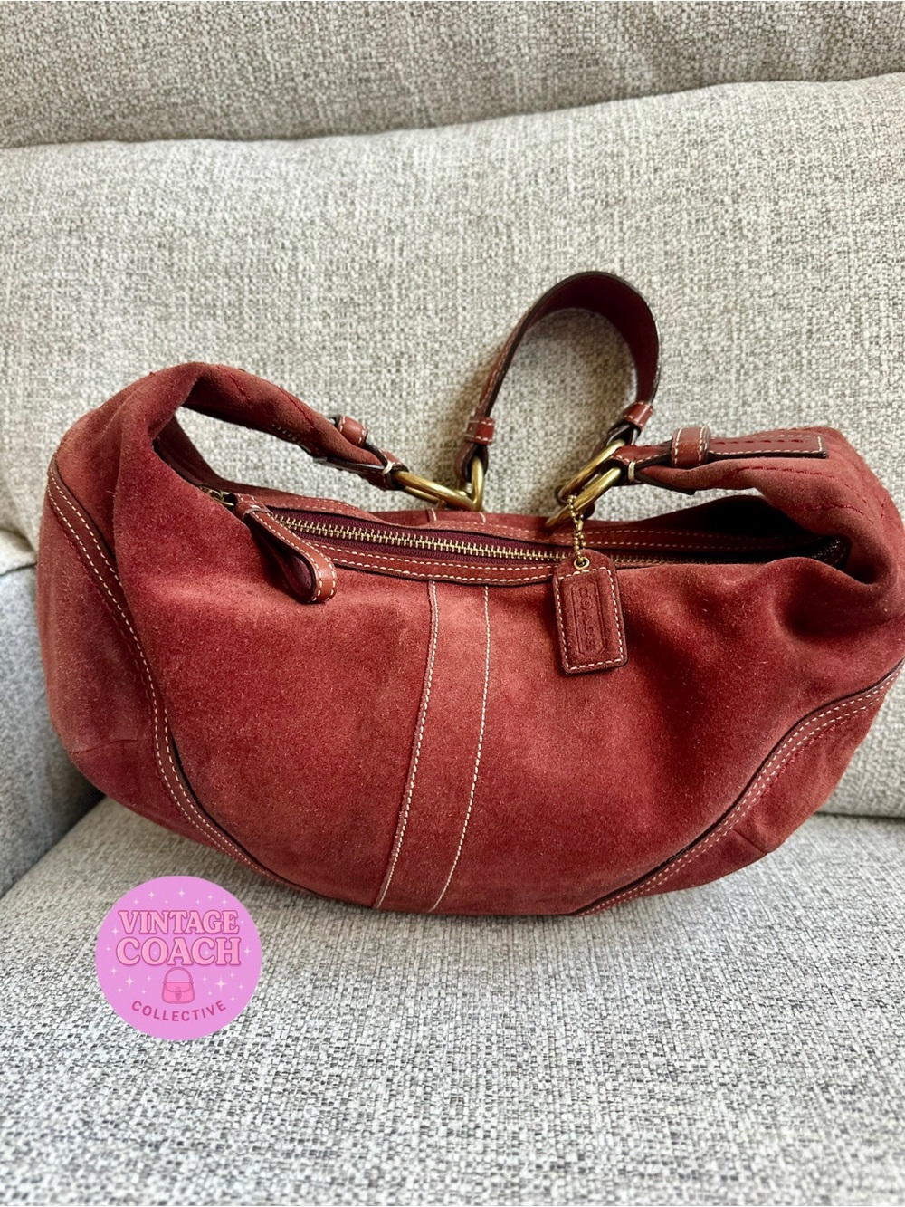 Coach suede Bordeaux hobo large